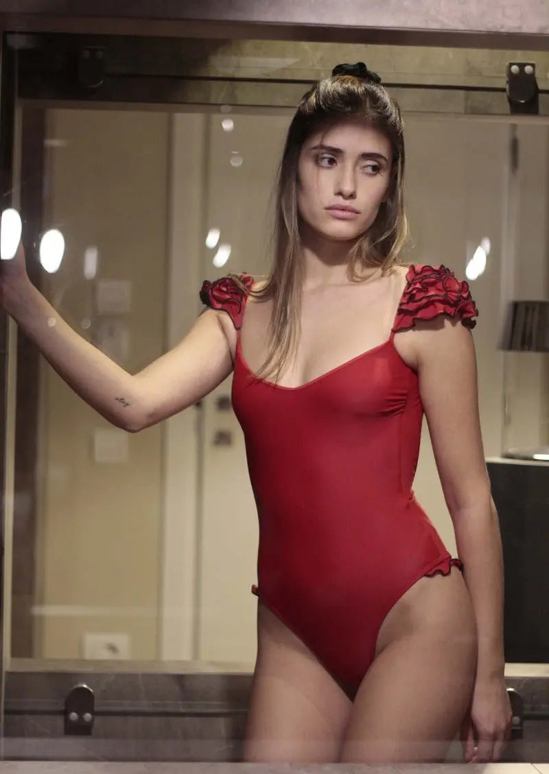 deira red swimsuit